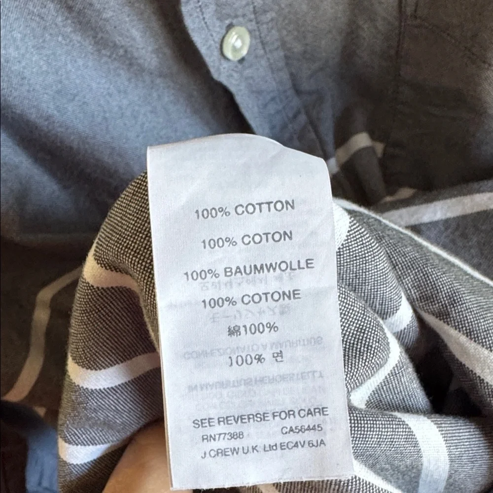 J. Crew Men's Gray and White Striped Button Down Shirt